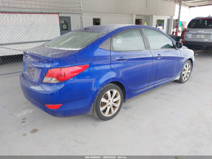 2014 Hyundai Accent VIN KMHCU4AE3EU608190 IAAI salvage auction — ENGINE BURN, Salvage Title, sold $350 on 2026-07-15 (photo 4)