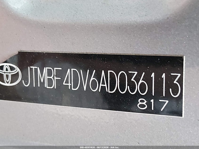 2010 Toyota Rav4 VIN JTMBF4DV6AD036113 IAAI salvage auction — LEFT SIDE, Clear (Massachusetts), sold $3,300 on 2026-07-14 (photo 9)