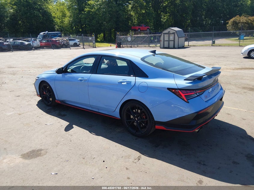 2025 Hyundai Elantra n VIN KMHLW4DKXSU035439 IAAI salvage auction — ROOF, Wait Title, sold $11,000 on 2026-08-16 (photo 3)
