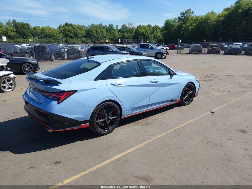 2025 Hyundai Elantra n VIN KMHLW4DKXSU035439 IAAI salvage auction — ROOF, Wait Title, sold $11,000 on 2026-08-16 (photo 4)