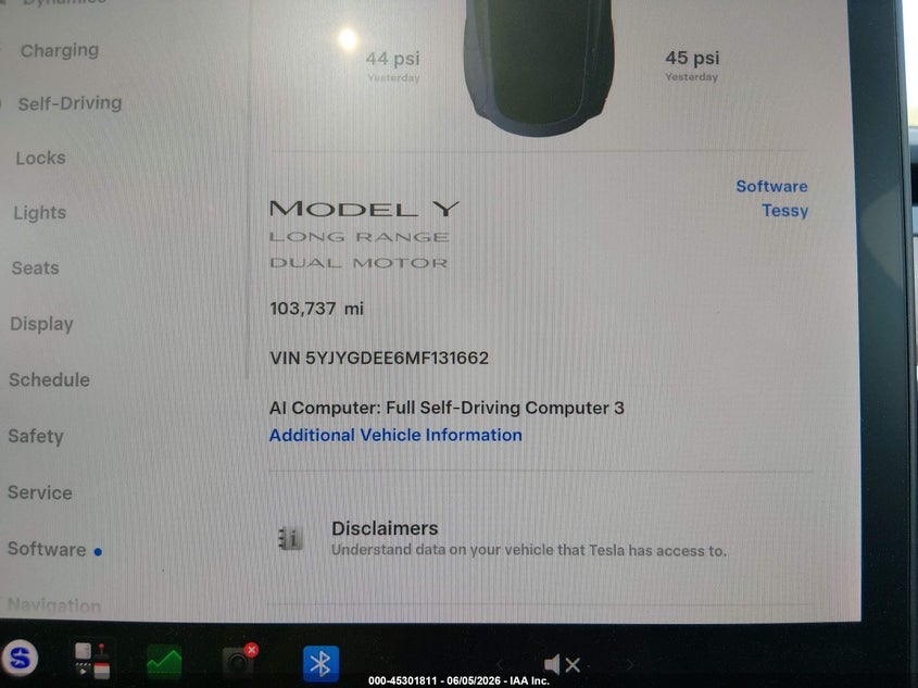 2021 Tesla Model y VIN 5YJYGDEE6MF131662 IAAI salvage auction — FRONT END, Salvage Title, sold $7,500 on 2026-08-01 (photo 7)