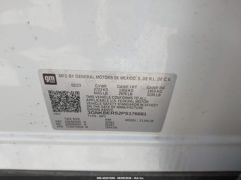 2023 Chevrolet Blazer VIN 3GNKBERS2PS176661 IAAI salvage auction — FRONT END, Salvage (Oklahoma), sold $8,700 on 2026-07-29 (photo 9)