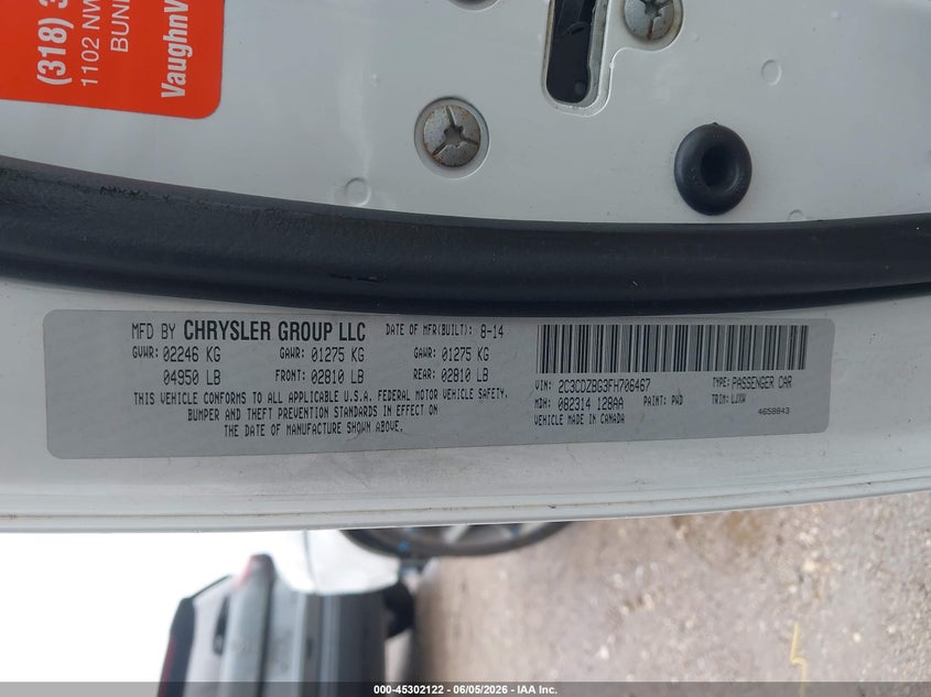 2015 Dodge Challenger VIN 2C3CDZBG3FH706467 IAAI salvage auction — FRONT END, Salvage Title, sold $4,900 on 2026-09-03 (photo 9)