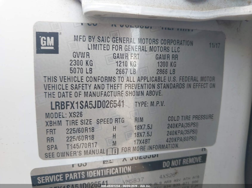 2018 Buick Envision VIN LRBFX1SA5JD026541 IAAI salvage auction — REAR END, Salvage Title, sold $1,650 on 2026-07-22 (photo 9)