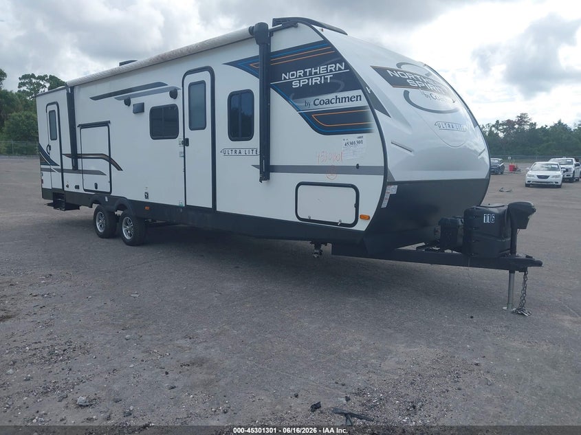 2023 Forest river Northern spirit travel trailer VIN 5ZT2SBVB3PS044841 IAAI salvage auction — BIOHAZARD/CHEMICAL, Rebuildable (Florida), sold $9,000 on 2026-07-14 (photo 1)