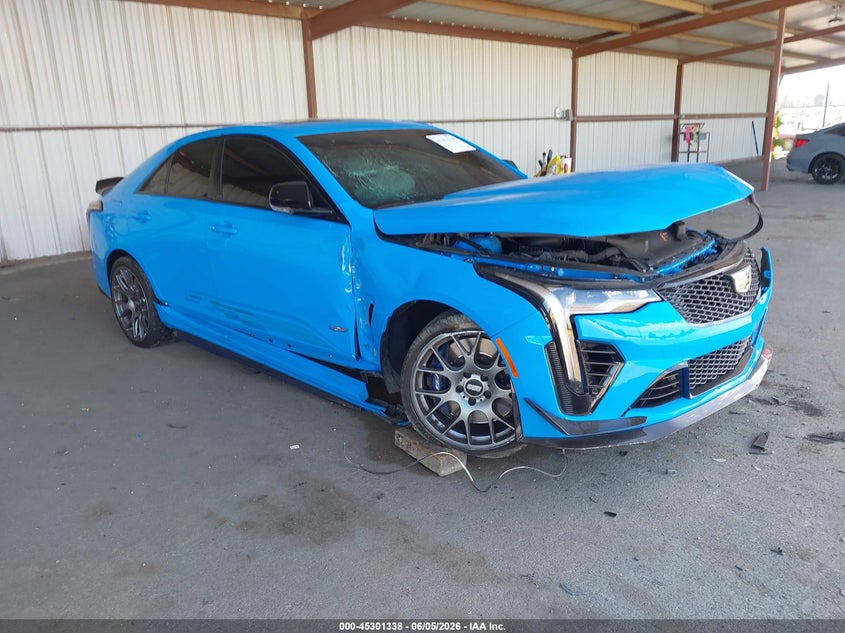 2023 Cadillac Ct4-v VIN 1G6DL5RP4P0511035 IAAI salvage auction — LEFT FRONT, Salvage (California), sold $13,050 on 2026-08-24 (photo 1)