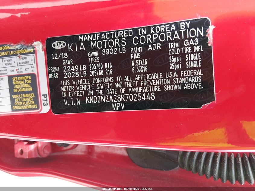 2019 Kia Soul VIN KNDJN2A28K7025448 IAAI salvage auction — FRONT END, Salvage (Arizona), sold $1,600 on 2026-07-09 (photo 9)