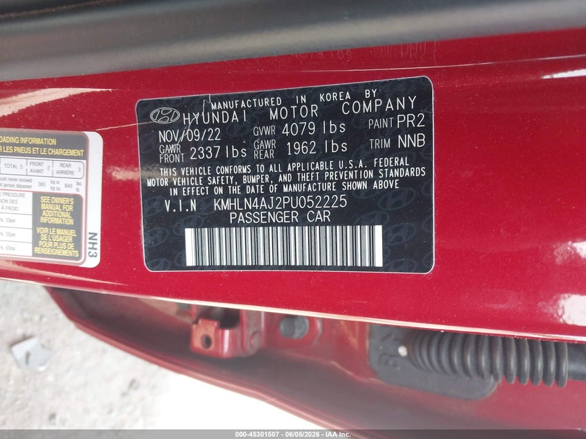 2023 Hyundai Elantra VIN KMHLN4AJ2PU052225 IAAI salvage auction — ALL OVER, Salvage Title, sold $1,750 on 2026-07-14 (photo 9)
