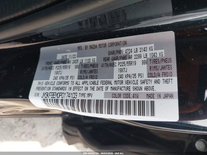 2023 Mazda Cx-5 VIN JM3KFBEM0P0174103 IAAI salvage auction — LEFT SIDE, Salvage Title, sold $9,700 on 2026-07-08 (photo 9)
