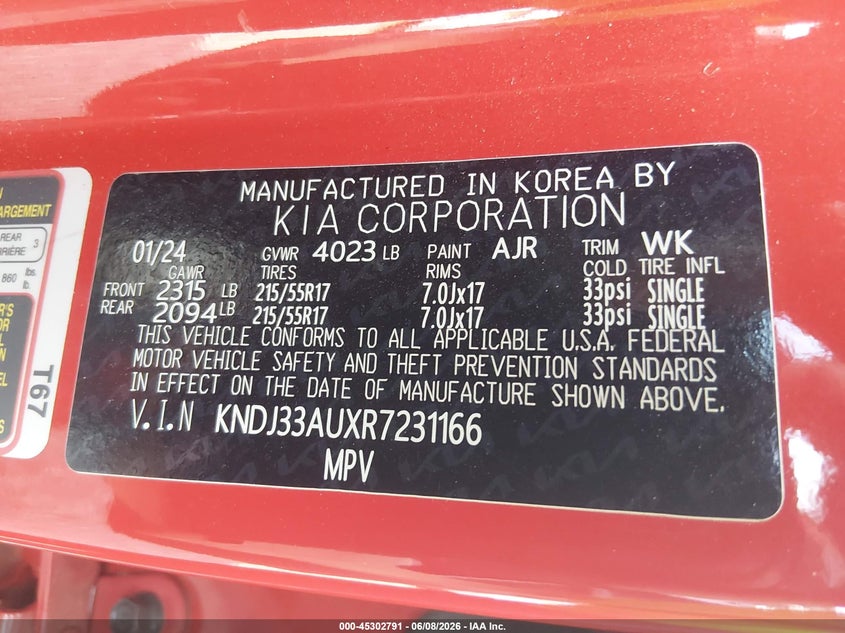2024 Kia Soul VIN KNDJ33AUXR7231166 IAAI salvage auction — LEFT SIDE, Salvage (South Carolina), sold $4,750 on 2026-07-28 (photo 9)