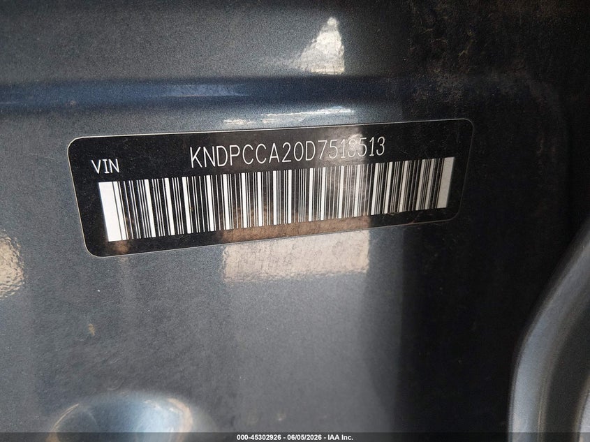 2013 Kia Sportage VIN KNDPCCA20D7513513 IAAI salvage auction — RIGHT SIDE, Salvage Title, sold $2,000 on 2026-07-22 (photo 9)