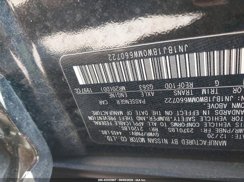 2021 Nissan Rogue VIN JN1BJ1BW0MW660722 IAAI salvage auction — FRONT END, Salvage (Massachusetts), sold $1,900 on 2026-07-28 (photo 9)