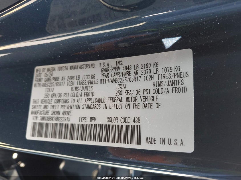2024 Mazda Cx-50 VIN 7MMVABBM2RN223915 IAAI salvage auction — FRONT END, Salvage (California), sold $5,600 on 2026-07-24 (photo 9)
