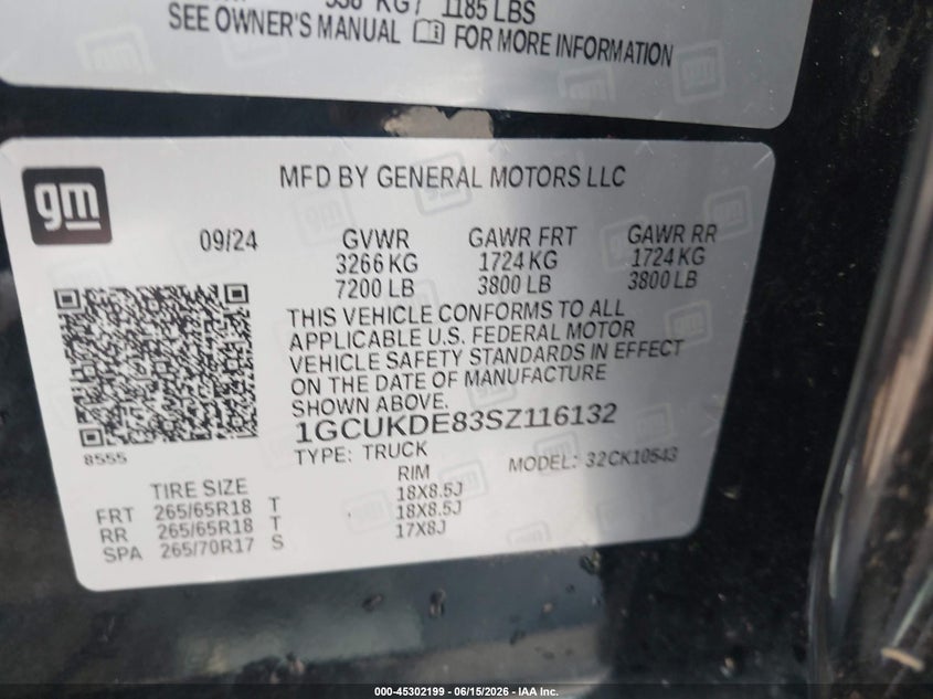 2025 Chevrolet Silverado VIN 1GCUKDE83SZ116132 IAAI salvage auction — REAR END, Salvage (Louisiana), sold $23,100 on 2026-07-21 (photo 9)