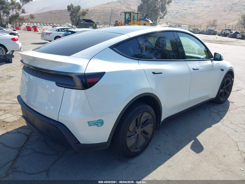 2026 Tesla Model y VIN 7SAYGDED3TF408356 IAAI salvage auction — LEFT FRONT, Salvage (California), sold $22,050 on 2026-07-27 (photo 4)