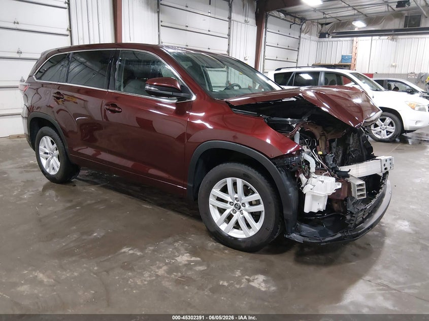 2016 Toyota Highlander VIN 5TDZARFH0GS021346 IAAI salvage auction — FRONT & REAR, Salvage Title, sold $3,850 on 2026-07-28 (photo 1)