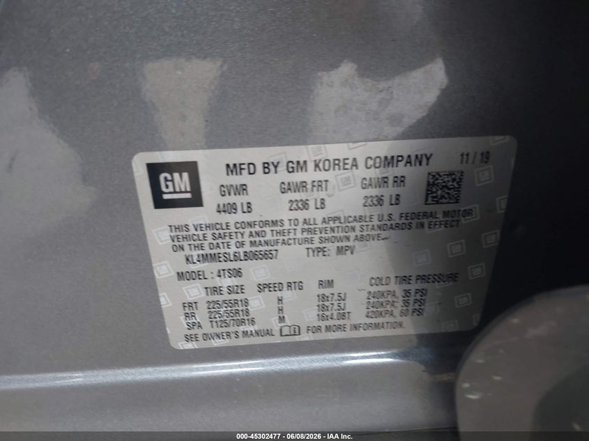 2020 Buick Encore gx VIN KL4MMESL6LB065657 IAAI salvage auction — REAR END, Salvage Title, sold $3,550 on 2026-07-14 (photo 9)