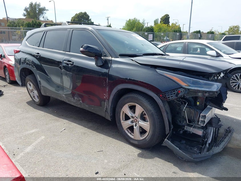 2021 Toyota Highlander VIN 5TDZZRAH3MS080466 IAAI salvage auction — FRONT END, Salvage Title, sold $25 on 2026-07-30 (photo 1)
