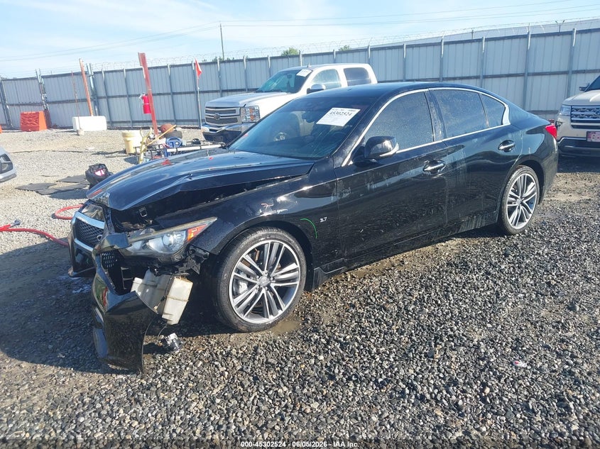 2014 Infiniti Q50 VIN JN1BV7AR6EM696057 IAAI salvage auction — FRONT END, Salvage Title, sold $1,125 on 2026-07-13 (photo 2)
