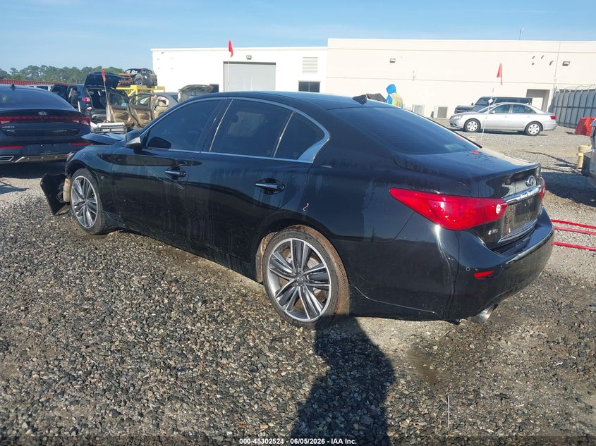 2014 Infiniti Q50 VIN JN1BV7AR6EM696057 IAAI salvage auction — FRONT END, Salvage Title, sold $1,125 on 2026-07-13 (photo 3)
