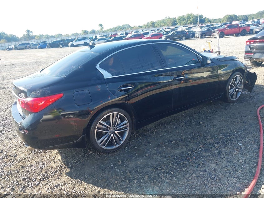 2014 Infiniti Q50 VIN JN1BV7AR6EM696057 IAAI salvage auction — FRONT END, Salvage Title, sold $1,125 on 2026-07-13 (photo 4)