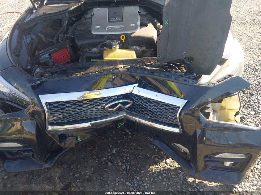 2014 Infiniti Q50 VIN JN1BV7AR6EM696057 IAAI salvage auction — FRONT END, Salvage Title, sold $1,125 on 2026-07-13 (photo 6)