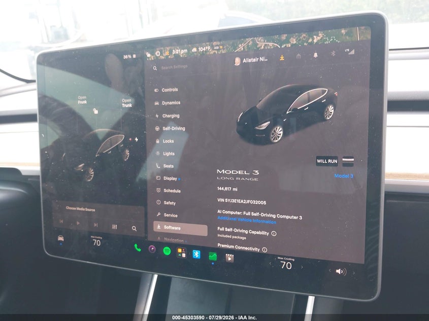 2018 Tesla Model 3 VIN 5YJ3E1EA2JF032005 IAAI salvage auction — REAR END, Salvage (South Carolina), sold $4,550 on 2026-08-01 (photo 7)