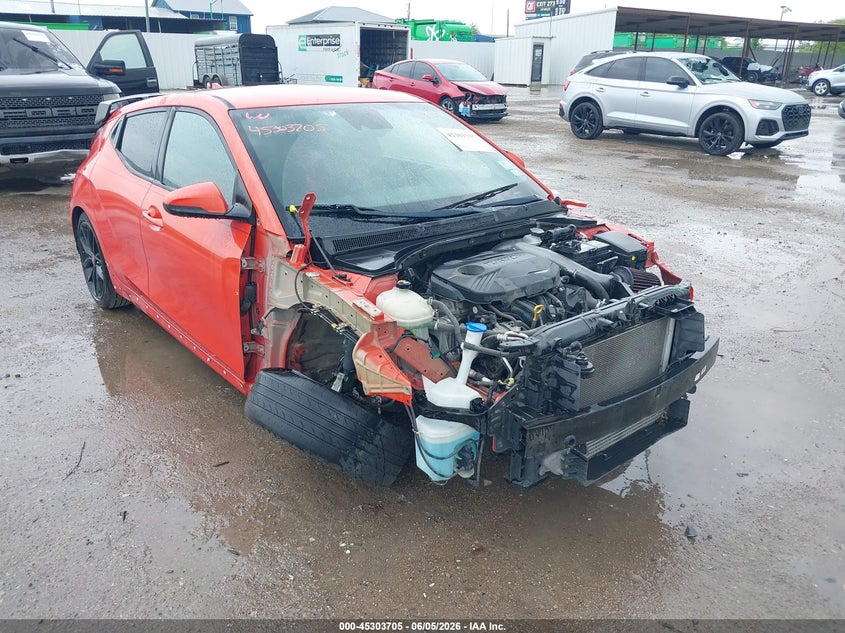 2019 Hyundai Veloster VIN KMHTH6AB1KU009385 IAAI salvage auction — FRONT END, Salvage Title, sold $1,600 on 2026-07-29 (photo 1)
