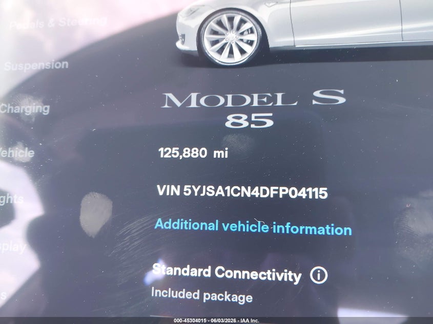 2013 Tesla Model s VIN 5YJSA1CN4DFP04115 IAAI salvage auction — FRONT END, Salvage Title, sold $2,350 on 2026-07-29 (photo 7)