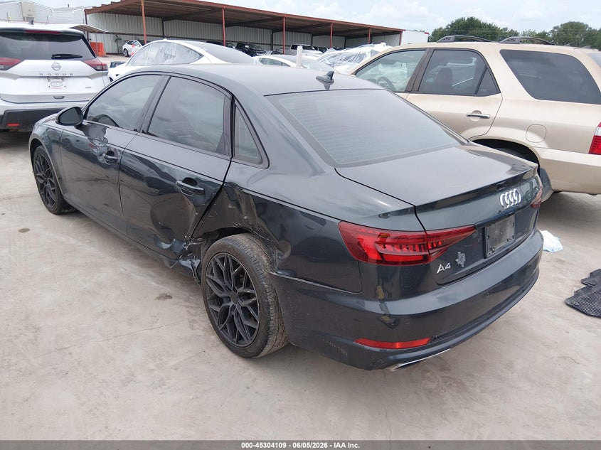 2019 Audi A4 VIN WAUGMAF47KN012054 IAAI salvage auction — LEFT REAR, Salvage Title, sold $1,950 on 2026-07-21 (photo 3)