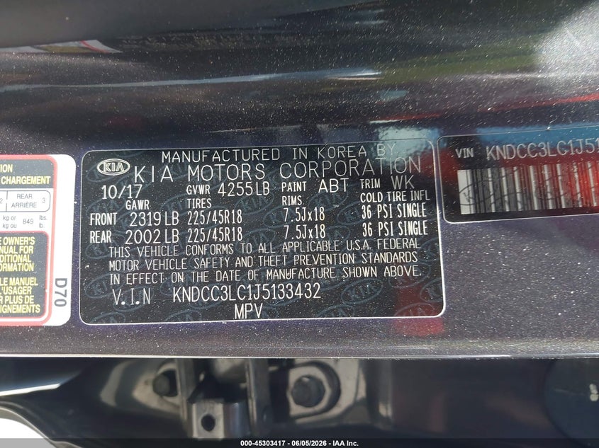2018 Kia Niro VIN KNDCC3LC1J5133432 IAAI salvage auction — FRONT END, Salvage Title, sold $3,900 on 2026-07-10 (photo 9)