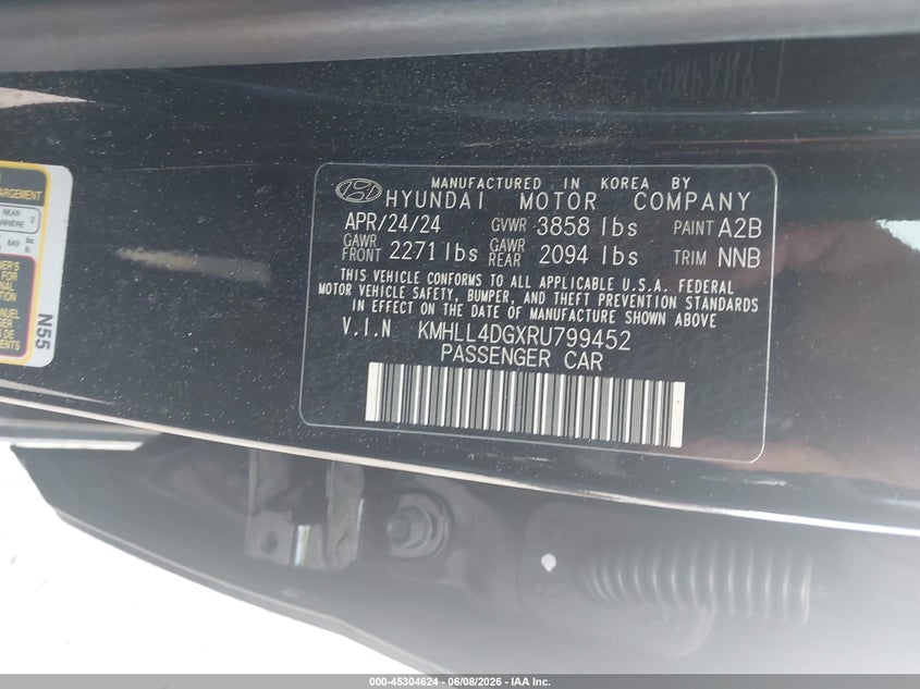 2024 Hyundai Elantra VIN KMHLL4DGXRU799452 IAAI salvage auction — REAR END, Rebuildable (Florida), sold $3,000 on 2026-07-30 (photo 9)