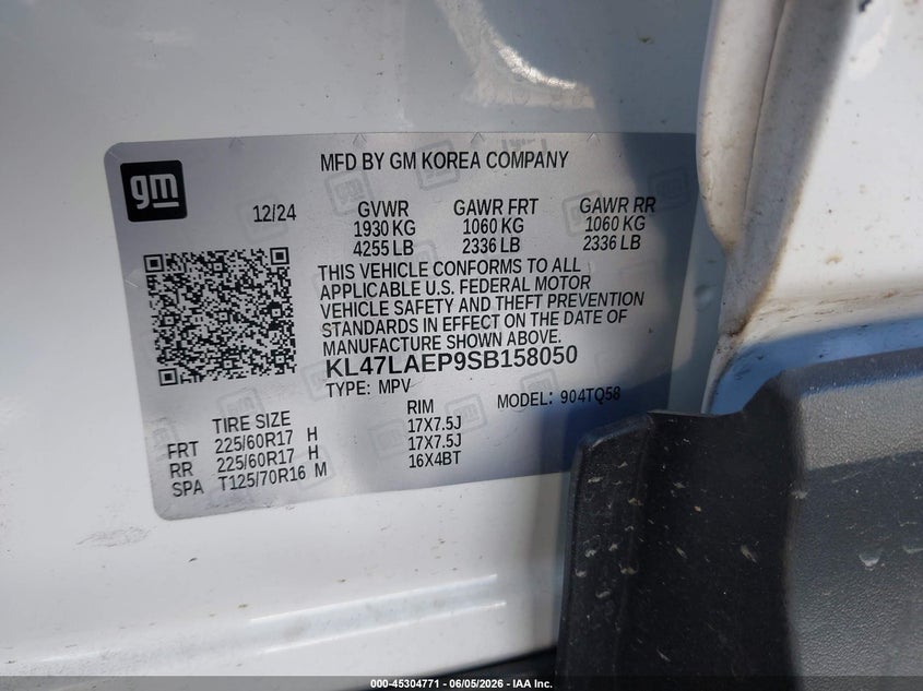 2025 Buick Envista VIN KL47LAEP9SB158050 IAAI salvage auction — FRONT & REAR, Salvage Title, sold $4,000 on 2026-07-15 (photo 9)