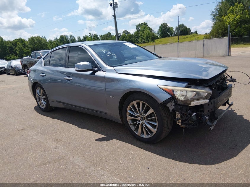 2018 Infiniti Q50 VIN JN1EV7AP2JM358211 IAAI salvage auction — FRONT END, Salvage (Mississippi), sold $1,500 on 2026-07-30 (photo 1)