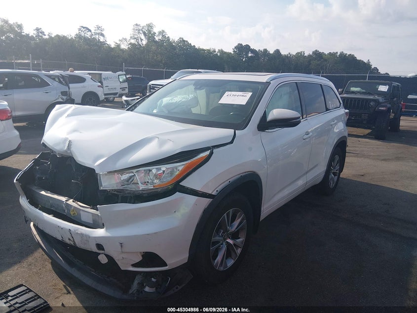 2016 Toyota Highlander VIN 5TDDKRFH3GS349223 IAAI salvage auction — FRONT END, Salvage Title, sold $25 on 2026-07-29 (photo 2)