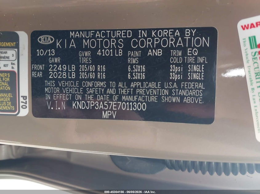 2014 Kia Soul VIN KNDJP3A57E7011300 IAAI salvage auction — FRONT END, Salvage Title, sold $725 on 2026-07-14 (photo 9)