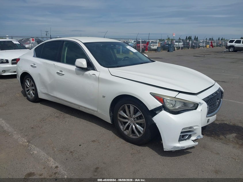 2015 Infiniti Q50 VIN JN1BV7AP6FM352650 IAAI salvage auction — FRONT END, Salvage Title, sold $2,700 on 2026-07-13 (photo 1)
