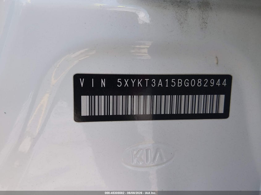 2011 Kia Sorento VIN 5XYKT3A15BG082944 IAAI salvage auction — FRONT END, Salvage (South Carolina), sold $1,250 on 2026-07-22 (photo 9)