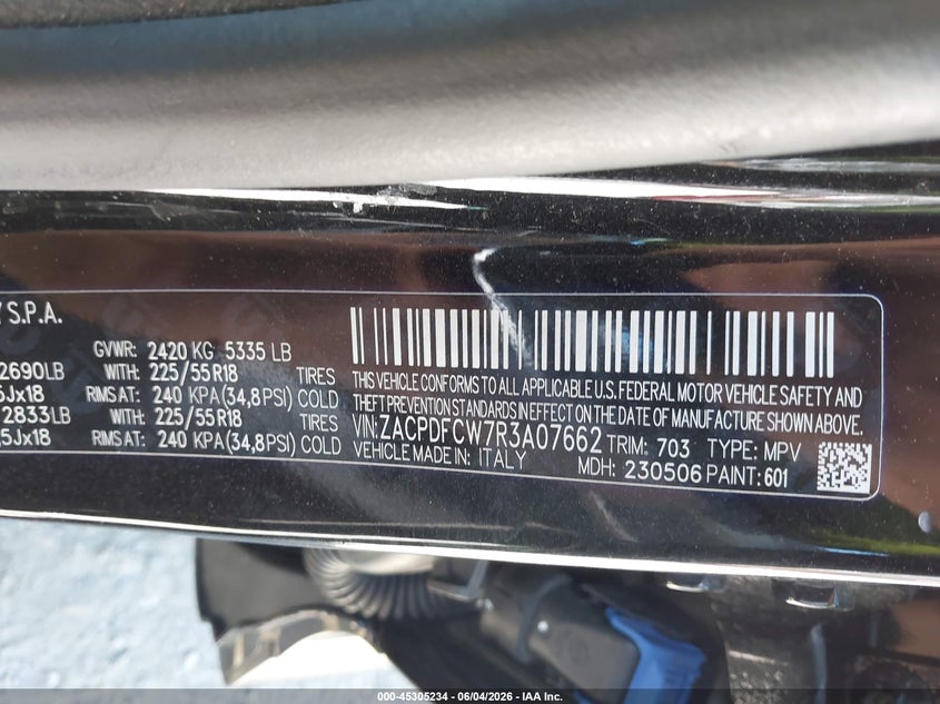 2024 Dodge Hornet VIN ZACPDFCW7R3A07662 IAAI salvage auction — FRONT END, Salvage Title, sold $2,800 on 2026-08-11 (photo 9)