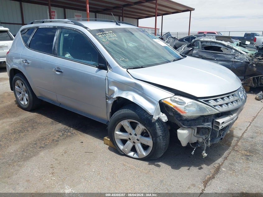 2006 Nissan Murano VIN JN8AZ08TX6W427821 IAAI salvage auction — FRONT END, Salvage (Texas), sold $225 on 2026-07-08 (photo 1)