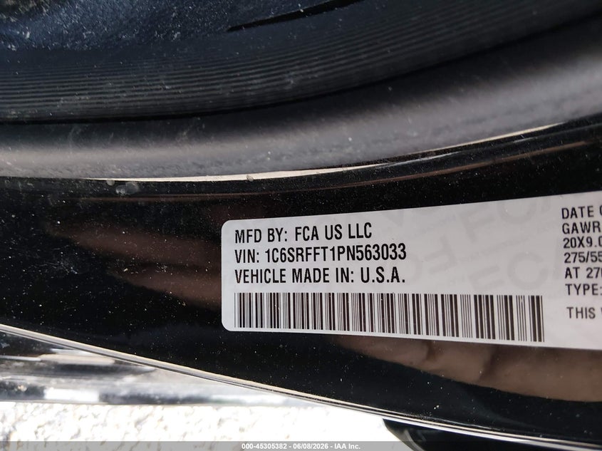 2023 Ram 1500 VIN 1C6SRFFT1PN563033 IAAI salvage auction — LEFT FRONT, Salvage Title, sold $11,700 on 2026-07-09 (photo 9)
