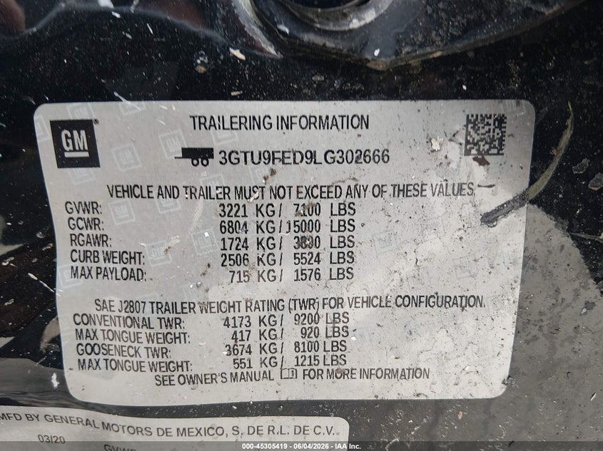 2020 Gmc Sierra 1500 VIN 3GTU9FED9LG302666 IAAI salvage auction — LEFT SIDE, Salvage (Missouri), sold $12,975 on 2026-08-25 (photo 9)