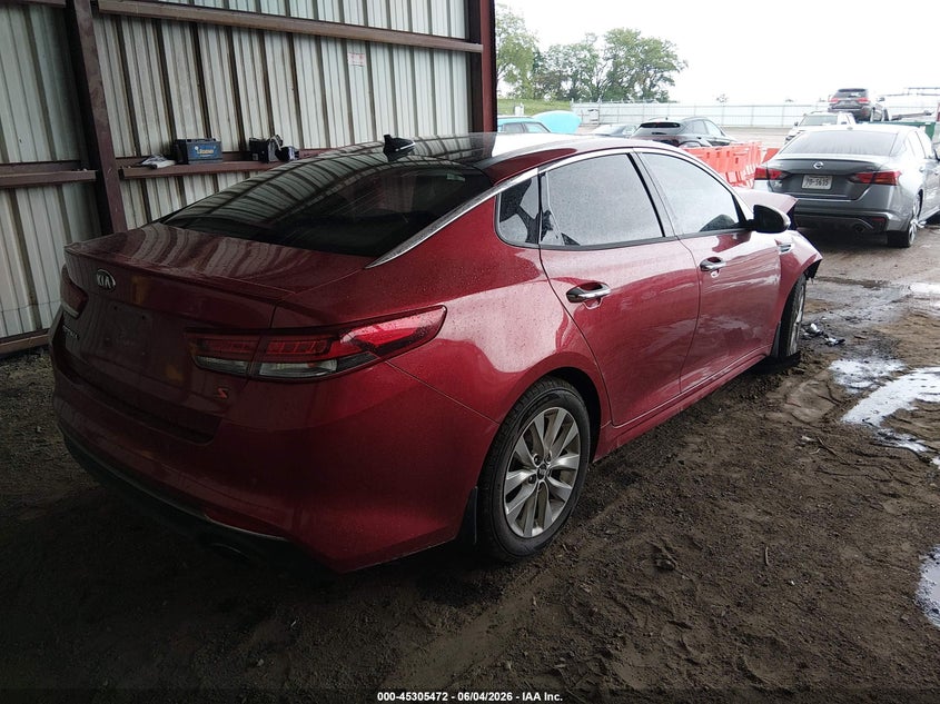 2018 Kia Optima VIN 5XXGT4L38JG199043 IAAI salvage auction — RIGHT FRONT, Salvage Title, sold $1,200 on 2026-07-16 (photo 4)