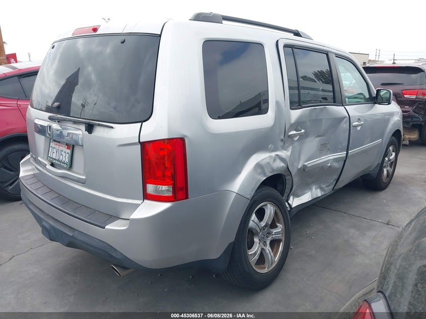 2014 Honda Pilot VIN 5FNYF3H55EB015203 IAAI salvage auction — SIDE, Salvage Certificate (California), sold $2,250 on 2026-07-29 (photo 4)