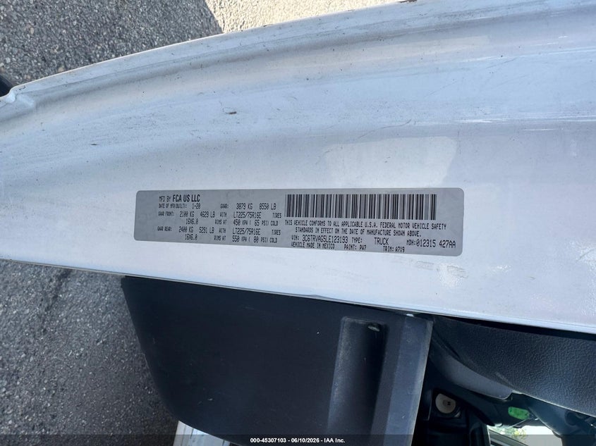 2020 Ram Promaster 1500 VIN 3C6TRVAG5LE123193 IAAI salvage auction — UNKNOWN, Salvage Title, sold $2,100 on 2026-07-19 (photo 9)