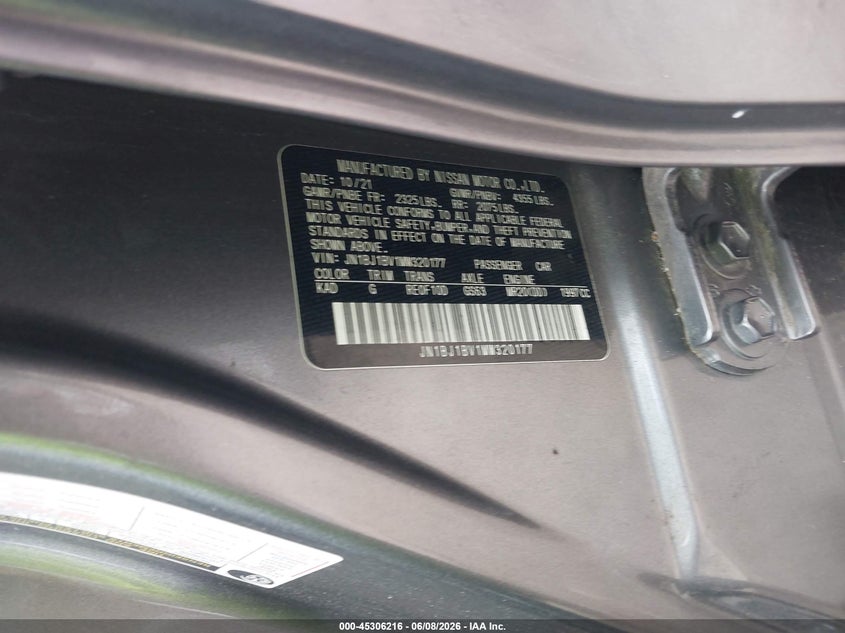 2021 Nissan Rogue VIN JN1BJ1BV1MW320177 IAAI salvage auction — LEFT FRONT, Salvage Title, sold $2,900 on 2026-07-29 (photo 9)