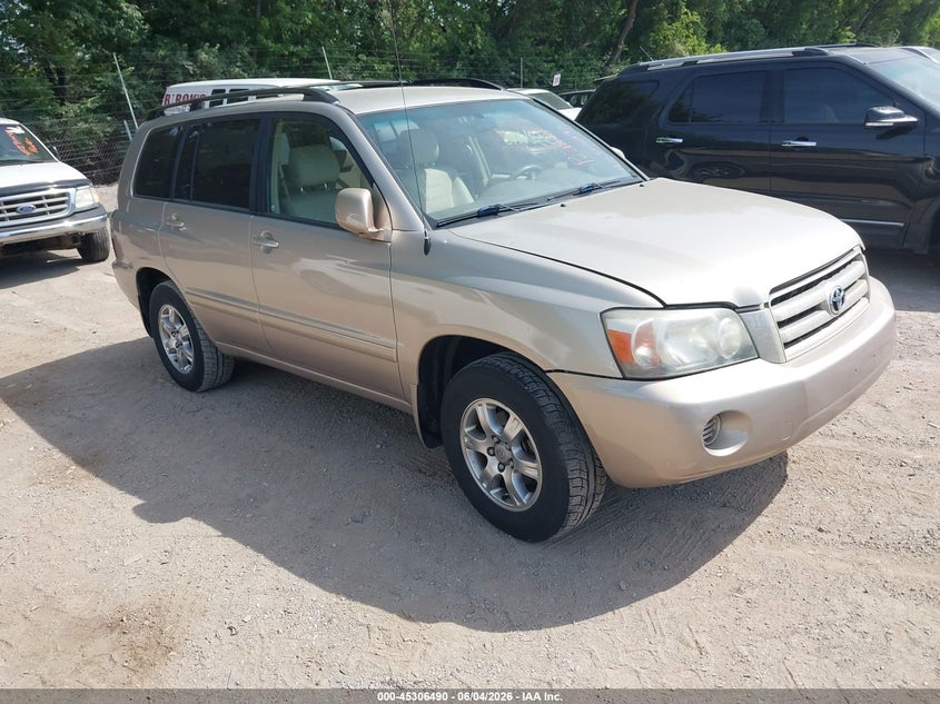 2006 Toyota Highlander VIN JTEDP21AX60115001 IAAI salvage auction — NORMAL WEAR, Clear (Indiana), sold $1,375 on 2026-07-15 (photo 1)