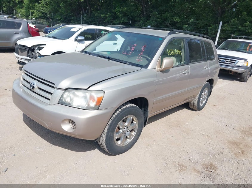 2006 Toyota Highlander VIN JTEDP21AX60115001 IAAI salvage auction — NORMAL WEAR, Clear (Indiana), sold $1,375 on 2026-07-15 (photo 2)