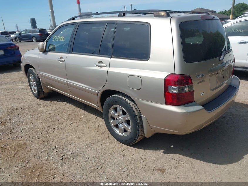 2006 Toyota Highlander VIN JTEDP21AX60115001 IAAI salvage auction — NORMAL WEAR, Clear (Indiana), sold $1,375 on 2026-07-15 (photo 3)