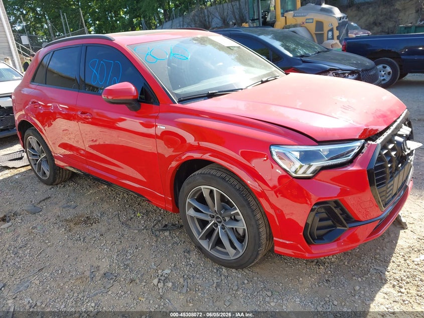 2021 Audi Q3 VIN WA1EECF37M1151647 IAAI salvage auction — FRONT END, Salvage Title, sold $10,600 on 2026-08-07 (photo 1)
